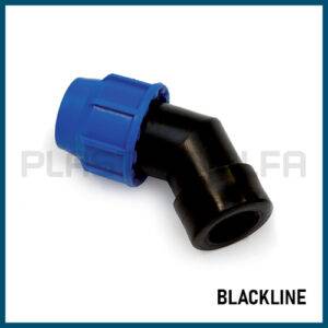 Gomito a 45 filettato femmina blackline Plastica Alfa
