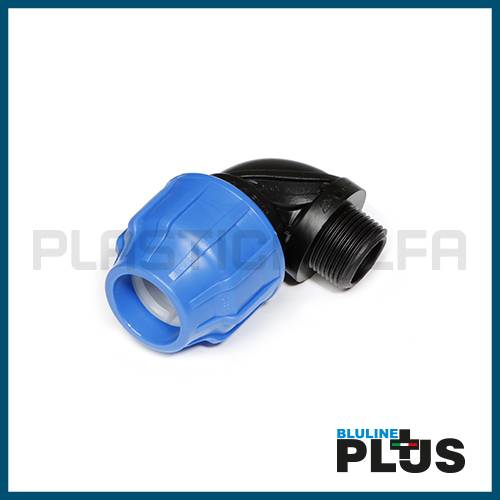 Gomito a 90° filettato maschio bluline plus Plastica Alfa