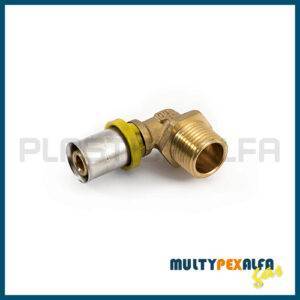 Gomito filettato maschio a pressare multipexAlfa Plastica Alfa