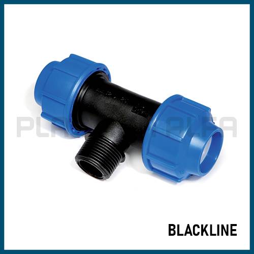 Tee a 90° filettato maschio blackline Plastica Alfa