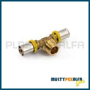 Tee a 90° filettata maschio a pressare multypexAlfa Plastica Alfa