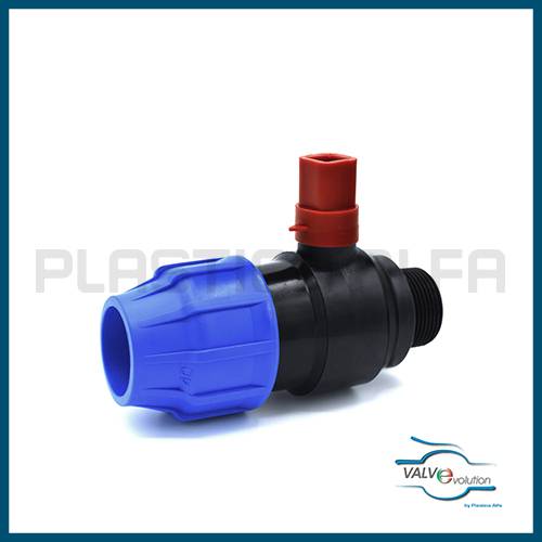 Valvola a sfera a compressione filettata maschio con prolunga valvole a compressione valvevolution Plastica Alfa
