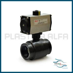 Valvola filettata F-F passaggio ridotto con motore pneumatico Valvevolution Plastica Alfa