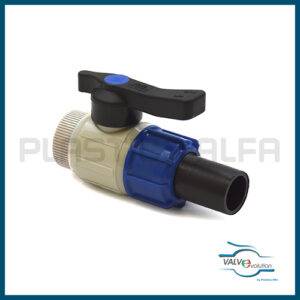 Valvola con bocchettone e collari filettata femmina PEAD valvole HDPE valvevolution Plastica Alfa