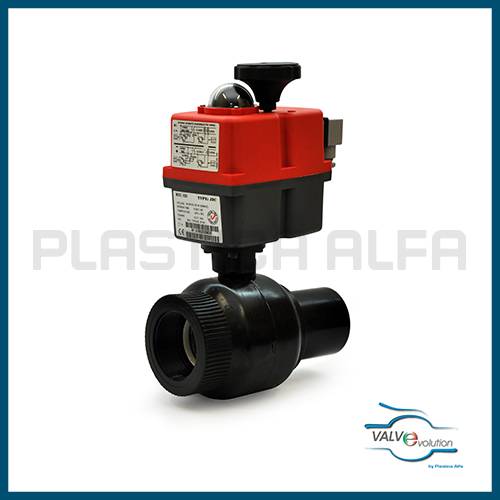 Valvola filettata femmina PEAD con motore elettrico valvole HDPE valvevolution Plastica Alfa