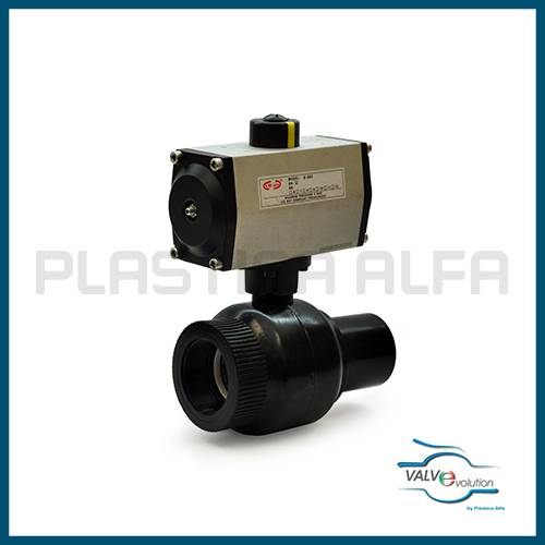 Valvola filettata femmina PEAD con motore pneumatico valvole HDPE valvevolution Plastica Alfa