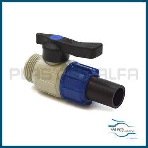 Valvola con bocchettone e collari filettata maschio PEAD valvole HDPE valvevolution Plastica Alfa