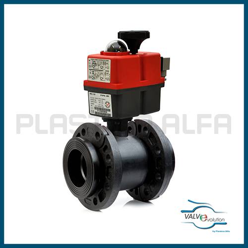 Valvola flangiata con motore elettrico Valvevolution Plastica Alfa
