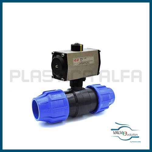 Valvola a sfera a compressione con motore pneumatico valvole a compressione valvevolution Plastica Alfa