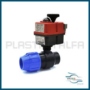 Valvola a sfera a compressione filettata femmina con motore elettrico valvole a compressione valvevolution Plastica Alfa