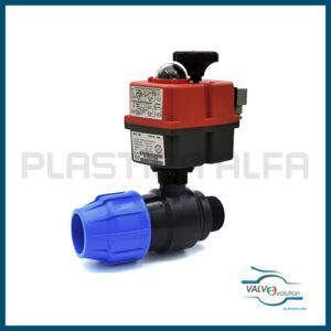Valvola a sfera a compressione filettata maschio con motore elettrico valvole a compressione valvevolution Plastica Alfa