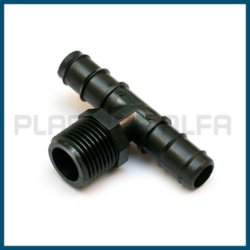 Tee 90° male thread barbed fittings Plastica Alfa