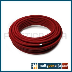 Tubo multistrato PEX-Al-PEX - PROTEK - guaina corrugata rossa